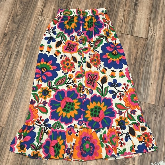 Mr. B of California Maxi Skirt Bold Floral Canvas Print 60s 70s Boho Festival - Picture 6 of 11